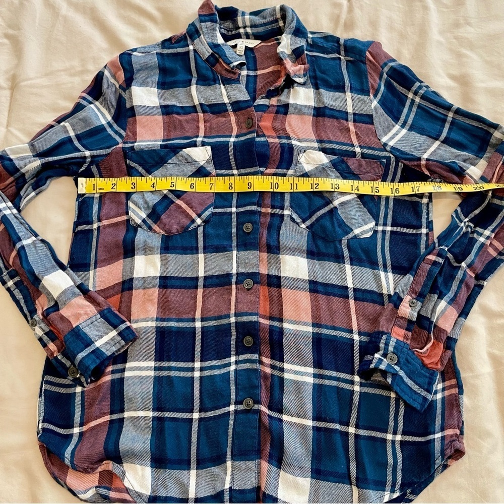 Lucky Brand Navy Plaid Shirt Size XS - Picture 4 of 6